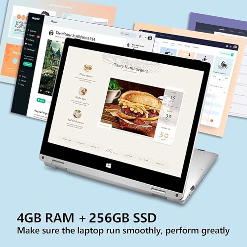 Windows Laptop, 2 in 1 with Touchscreen,11.6 inch FHD Windows 11 Laptops Computer,4GB RAM,256GB SSD Storage