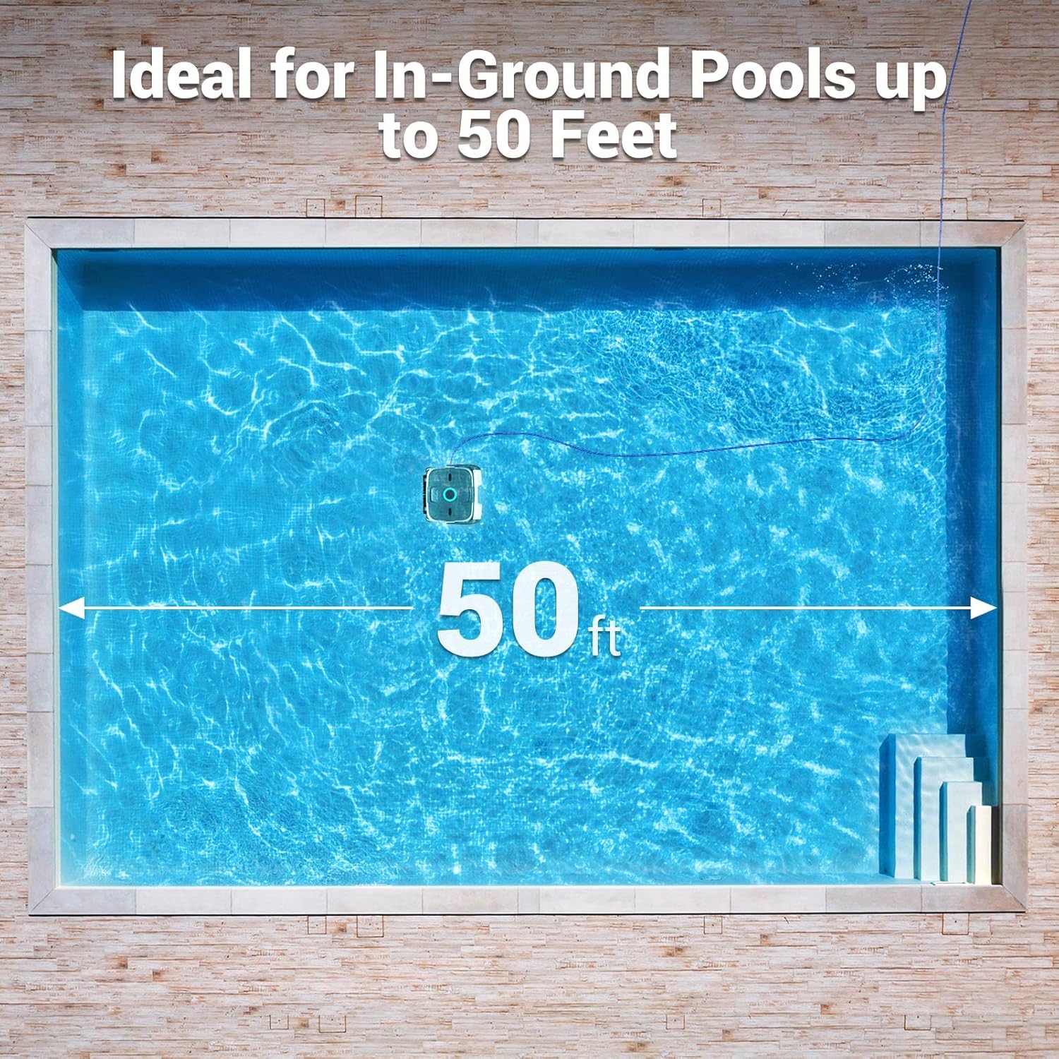 AIPER Automatic Pool Cleaner with Wall Climbing, Ideal for In-Ground Swimming Pools up to 50Ft, Tangle-Free Cord, Powerful Vacuum Suction