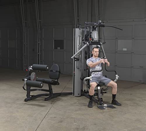 Body-Solid Multi-Station 210lbs Weights Stack Bi-Angular Gym Machine with Leg and Calf Press Attachment, Leg Strength Training Equipment