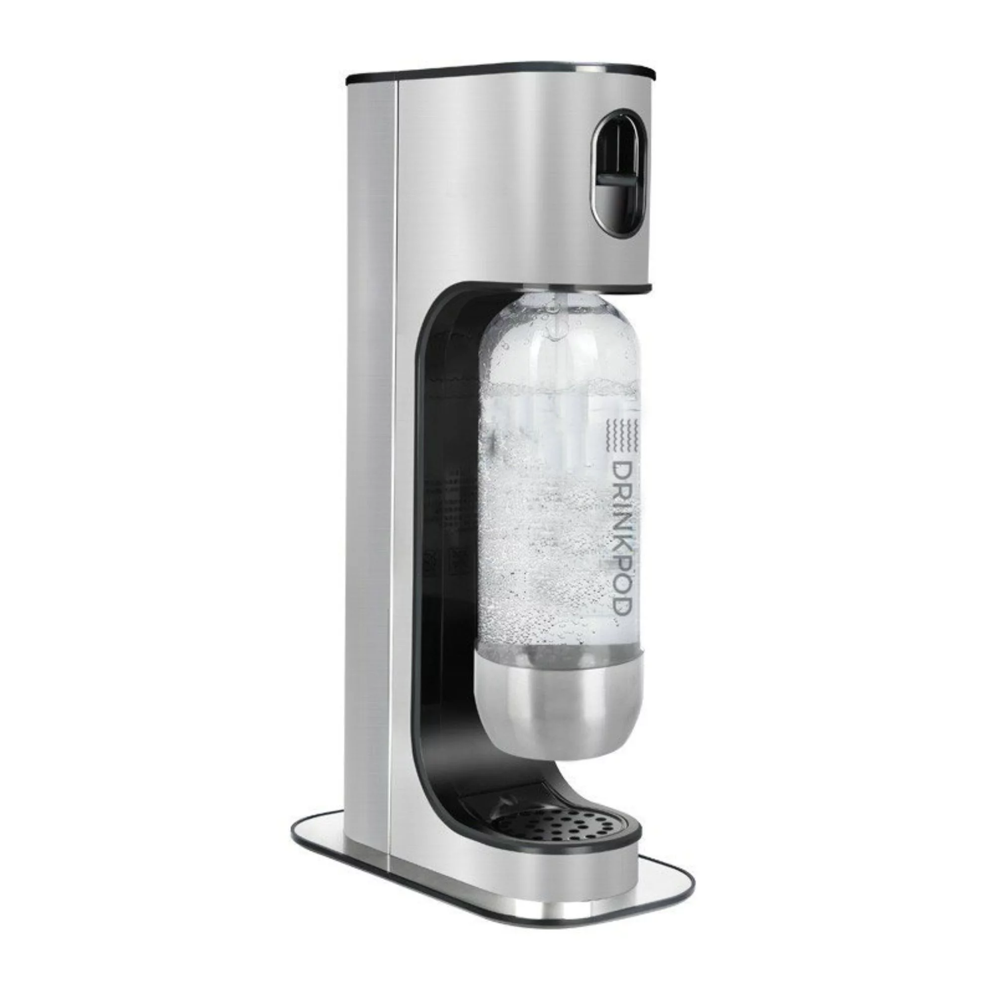 Drinkpod Stainless Steel Premium Sparkling Water Machine | Includes 1 C02 Cylinder & 3 x Bottles | Ultra Fizz Carbonated Machine In Stainless Steel