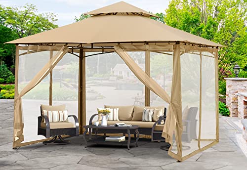 MASTERCANOPY Outdoor Garden Gazebo for Patios with Stable Steel Frame and Netting Walls (11x11,Dark Gray)