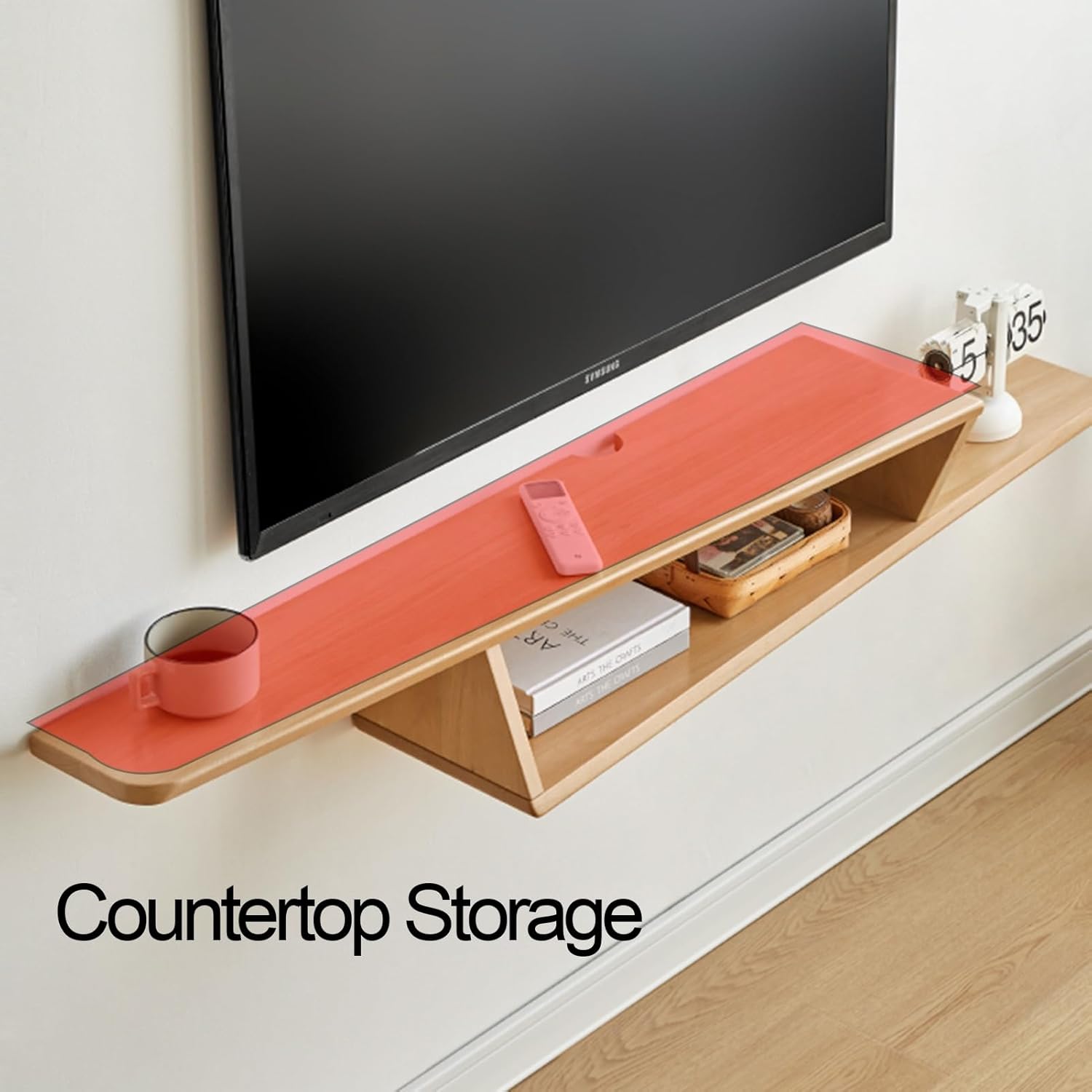 Solid Wood TV Stand, TV Console Suspended Narrow, Entertainment Center Living Room Furniture, Tv Cabinet Small, for Living Room, Bedroom Tv Stands
