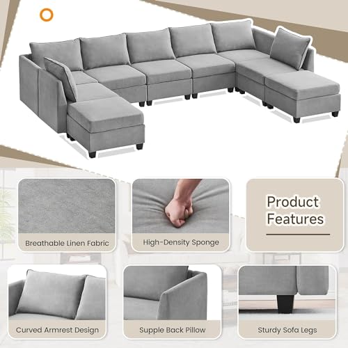GAOMON Sectional Sofa with Storage Seat, 9 Seat Sofa Set U Shaped Sectional Couches for Living Room
