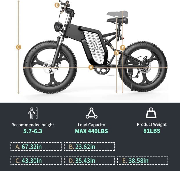 X20 Electric Bicycle,20" x4.0 Fat Tire,2000W Motor,48V 25/30/35AH Removable Battery,35MPH,7-Speed Gear,Dual Hydraulic Shock Absorber