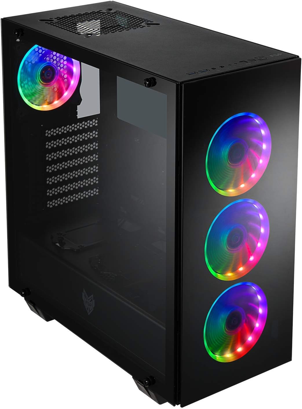 FSP ATX Mid Tower PC Computer Gaming Case with 3 Tempered Glass Panels and 4 ARGB Fans (CMT510 Plus) …