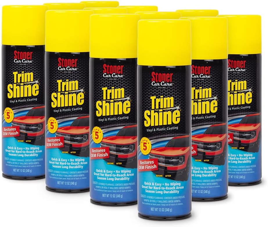 Stoner car Care 91034-12PK 12-Ounce Trim Shine Protectant Aerosol Restores Dull or Faded Interior and Exterior Plastic Renew Bumpers, Running Boards