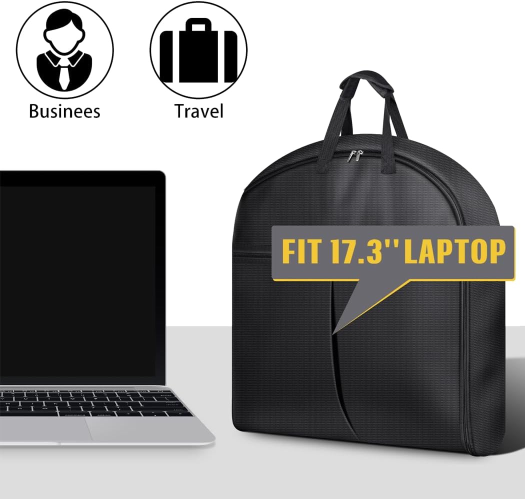 SLEEPING LAMB Carry On Garment Bag for Travel, 43’’ Heavy Duty Suit Bag for Men Travel with Metal Hook