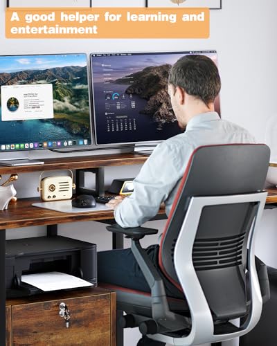 L Shaped Computer Desk with FiIe Drawers, 67" Reversible Computer Desk, Home Office Desk with Power Outlets
