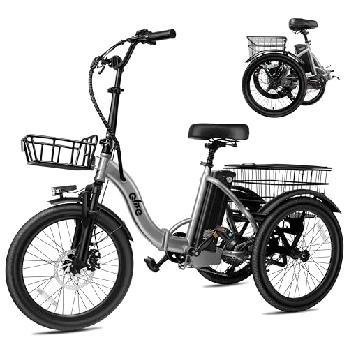 Triker Electric Bike, Peak 750W Brushless Motor Folding Trike Ebike, 468Wh Removable Battery, Step-Thru 3 Wheel Electric Bicycle, Up to 50 Miles