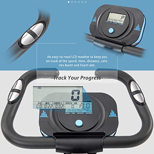 Workout Bike For Home - 2 In 1 Recumbent Exercise Bike and Upright Indoor Cycling Bike Positions, 10 Level Magnetic Resistance Exercise Bike