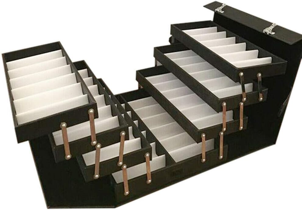 TFCFL Sunglasses Organizer, Sunglasses Slot Display Case,Sunglasses Jewelry Collection Storage Holder Box with Clear Glass Lid PU (48 Slots)