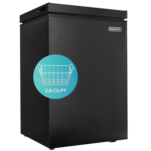 EUHOMY 3.5 Cu.Ft Chest Freezer with Removable Basket, Small Deep Freezer Adjustable 7 Thermostat, Quiet Mini Freezer Free-Standing Top Door