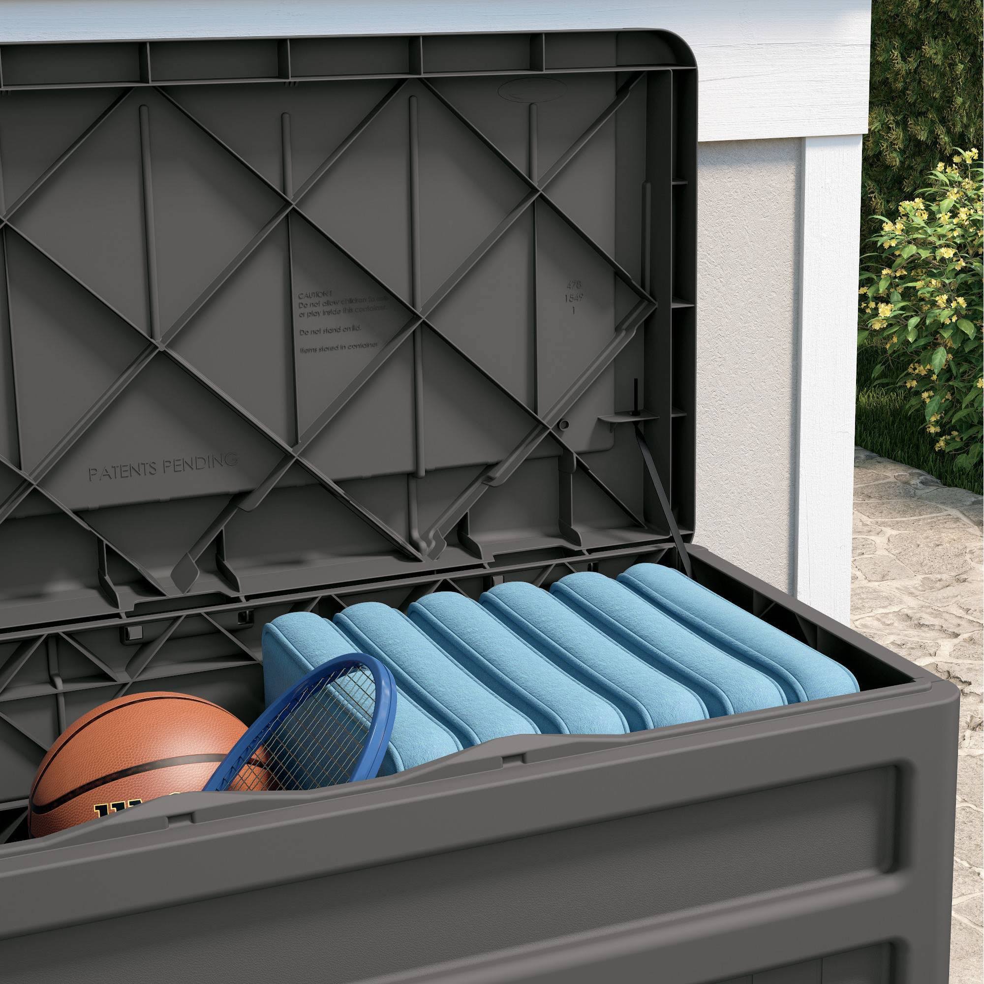 Suncast 73gal Deck Box with Seat Stoney Gray