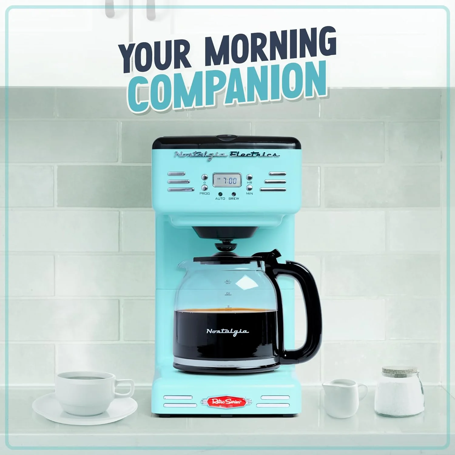 Nostalgia Retro Coffee Maker 12-Cup Programmable Vintage Coffee Machine, Red