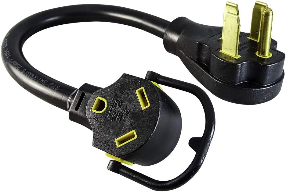 MARVINE CABLE RV/Generator Dogbone Adapter(1.5ft)-NEMA 50 Amp Male to 30 Amp TT-30R Female- Heavy Duty 10/3 STW Pigtail 4 Prongs to 3 Prongs