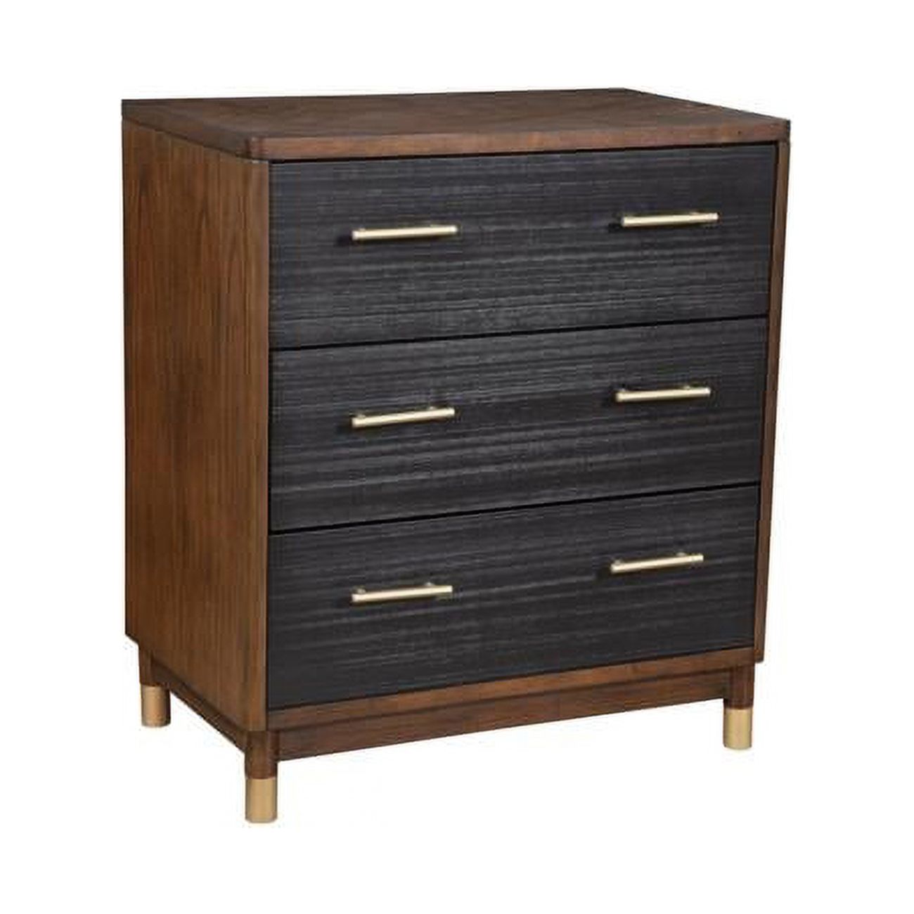 Two Tone Belham 3 Drawer Small Chest, Dark Walnut & Black - 34.5 x 30 x 18 in.