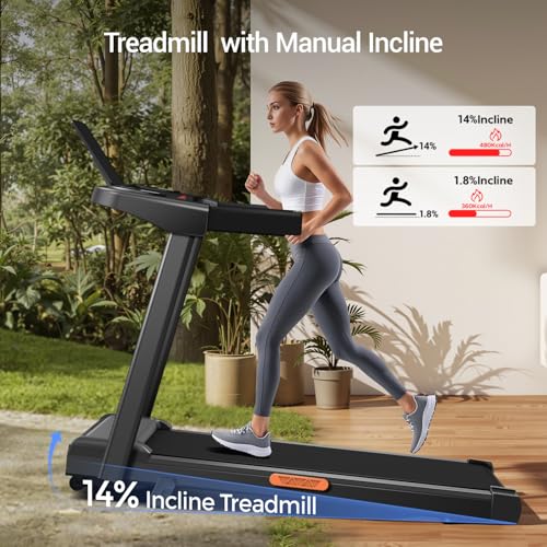 3-in-1 Treadmill with 14% Incline, Portable Treadmills for Home with Handle, Foldable Treadmills with 300 Lbs Weight Capacity