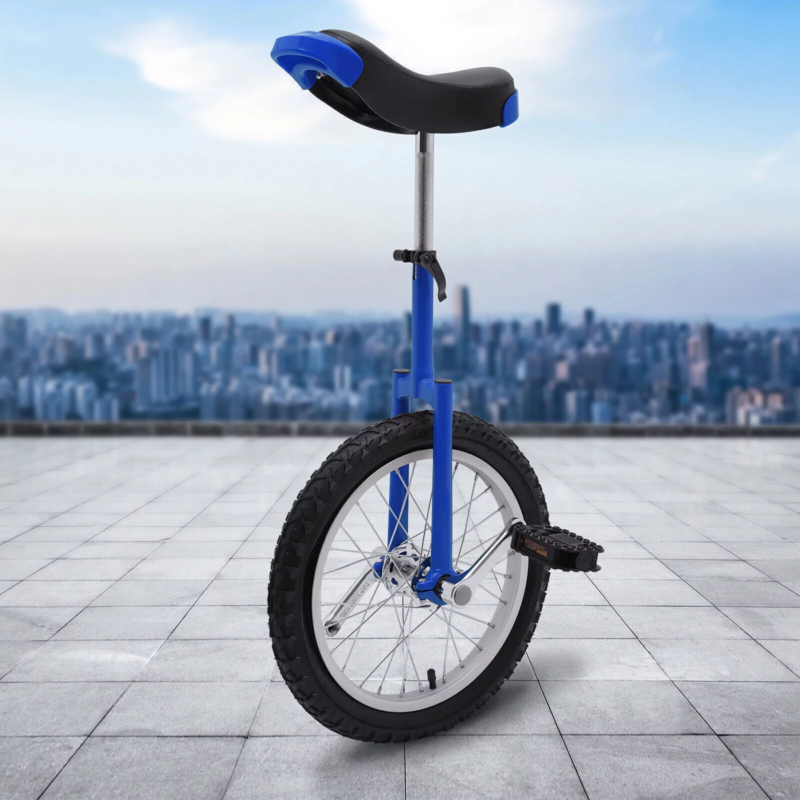 16 Wheel Unicycle with Steel Rim Unicycle One Wheel Bike with Adjustable Height for Adults Kids Beginner Fitness Exercise Balance Training, Skid-proof