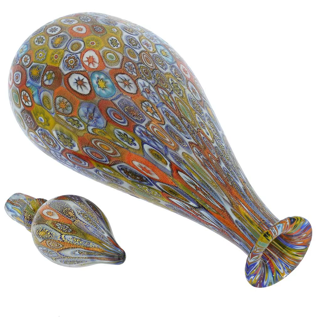 GlassOfVenice Murano Glass Millefiori Bottle Decanter - Multicolor