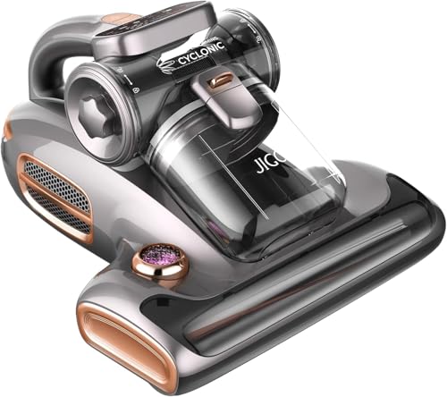 T600 Bed Vacuum Cleaner with UV-C Light, 15Kpa Suction 700W Powerful Double Cup Handheld Vacuums, Mattress Vacuum Cleaner with Smart Dust Sensor