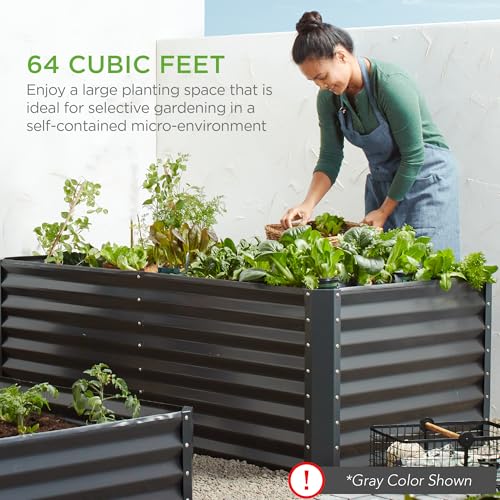 Best Choice Products 8x4x2ft Outdoor Metal Raised Garden Bed, Deep Root Planter Box for Vegetables, Flowers, Herbs