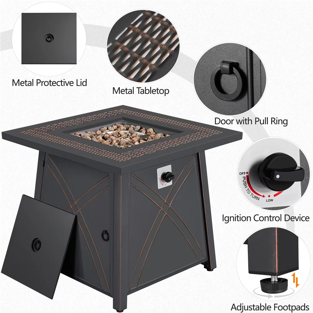 Easyfashion 28" Propane Fire Pit Table, Copper