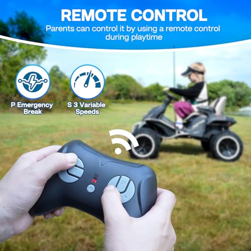 24V Ride on Toy for Big Kids, Kids' Electric Vehicles Outdoor Race Toy with 4 Strong Motors Total 300W Bluetooth Speaker and 24V 7AH Big Battery