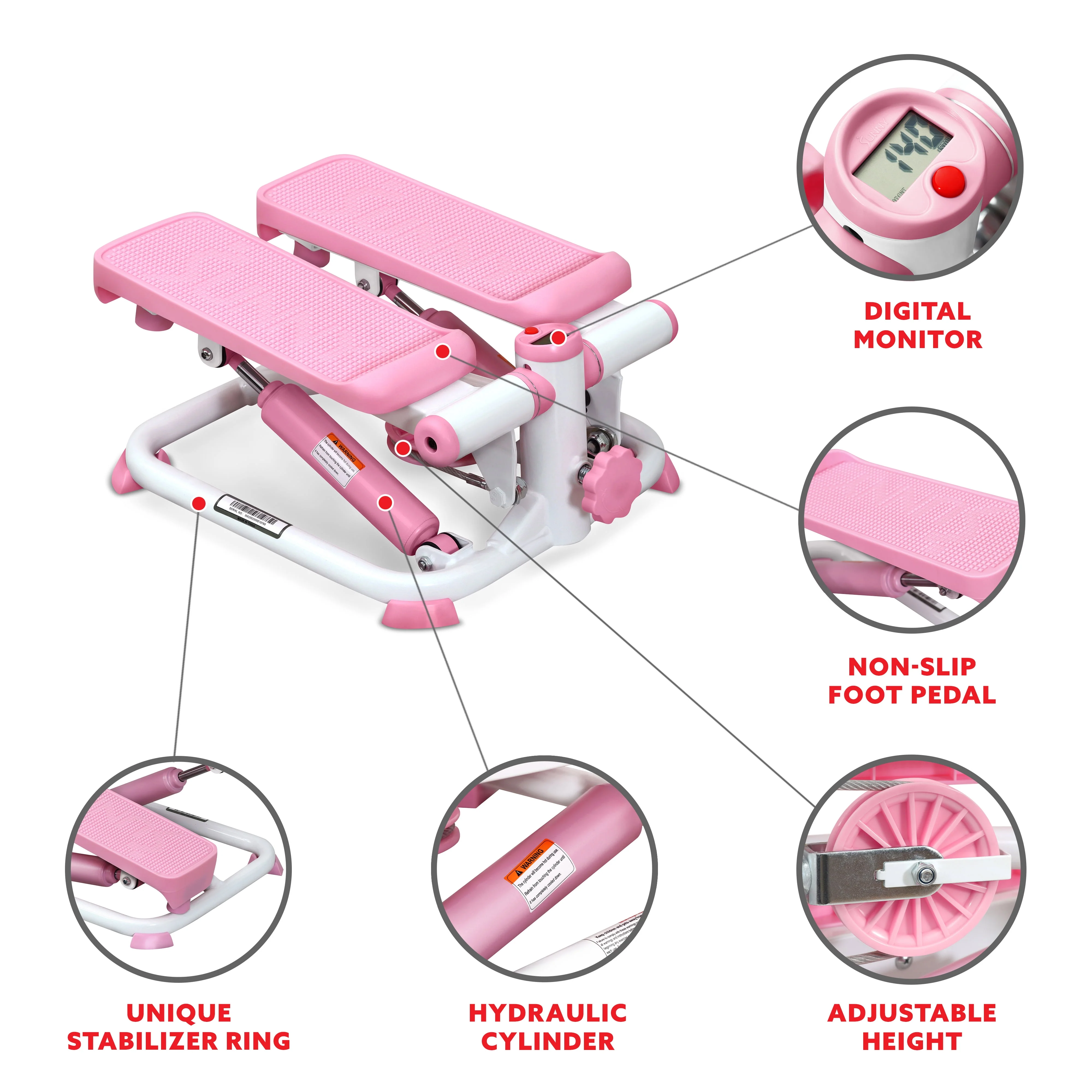Sunny Health & Fitness Total Body Pink Stepper Machine - P2000