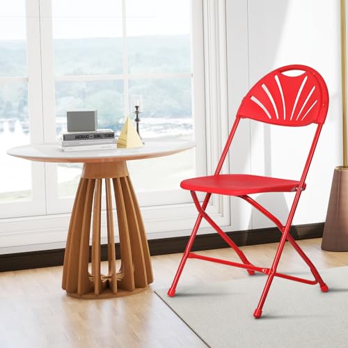 Athena Collection Red Plastic Folding Chairs for Adults, 10 Pack
