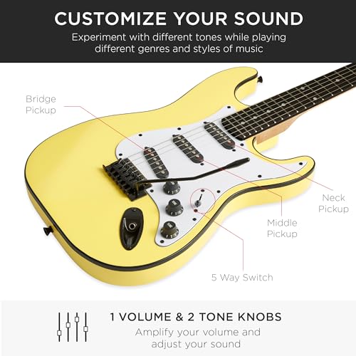 Best Choice Products 39in Full Size Beginner Electric Guitar Starter Kit w/Case, Strap, 10W Amp, Strings, Pick, Tremolo Bar - Sunburst