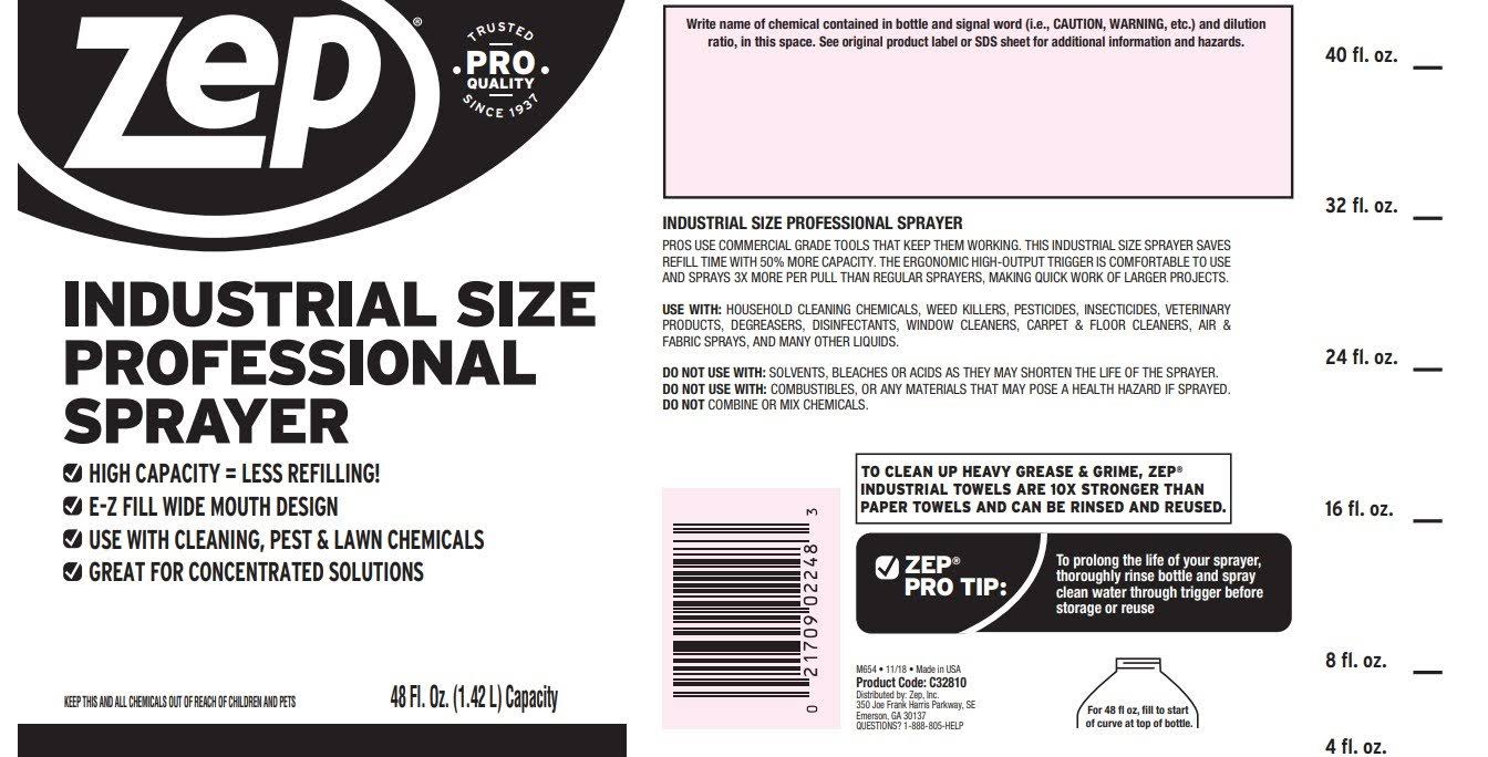 Zep Industrial Sprayer Bottle 48 oz. (Case of 8 Sprayers) - Up to 30 Foot Spray, Adjustable Nozzle