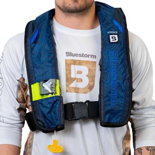 BLUESTORM Stratus 35 Inflatable Life Jacket PFD for Adults | US Coast Guard (USCG) Approved Automatic Self Inflating Life Vest Preserver with Manual