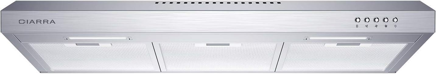CIARRA Ductless Range Hood 30 inch Under Cabinet Slim Hood Vent for Kitchen Ducted and Ductless Convertible CAS75918BN
