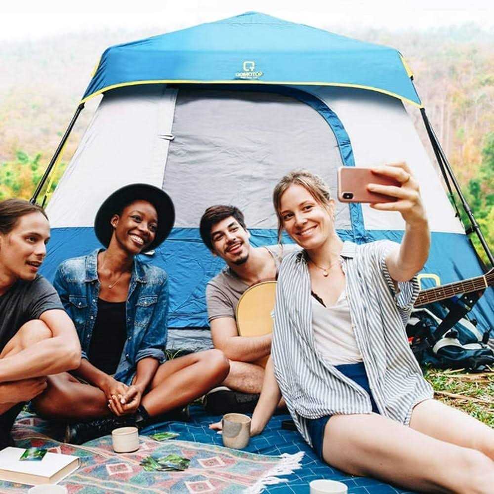 6 Person Camping Tent Waterproof Pop Up Tent with Top Rainfly 60 Seconds Set Up Instant Cabin Tent - Sports Supplies Online Store