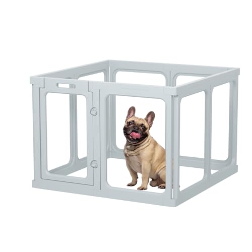 Clear Acrylic Dog Playpen - 11.6 sq.ft, 24" H 10 Planes Transparent Dog Fence Indoor, Sturdy Pet Pen for Puppy/Small Dog/Rabbit/Cat/Pig
