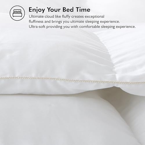 Luxurious Oversized King 108" x 98" Size Goose Down Fiber Waterfowl Feather Fiber Comforter Duvet, 100% Egyptian Cotton Cover, 65 oz. Fill Weight