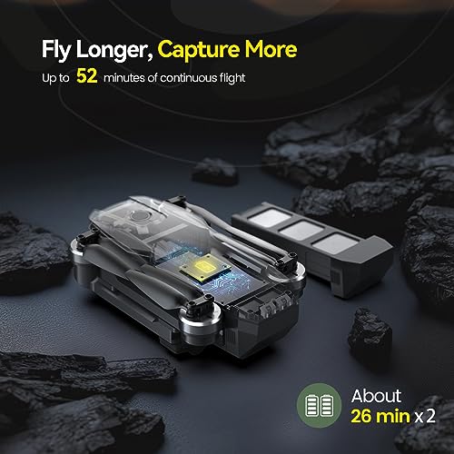 Holy Stone HS720 GPS Drone with Camera for Adults 4K UHD, 52 Minutes Flight Time, Foldable Quadcopter with Brushless Motor, Auto Return Home