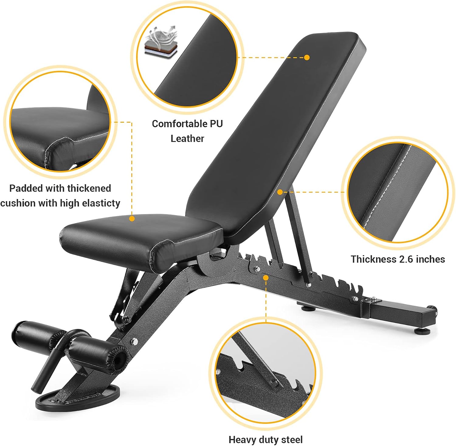 SHAP+ Adjustable Weight Bench, Adjustable Strength Training Bench with Leg Extension for Home Gym. Weight Training Bench for Dumbbell Training.