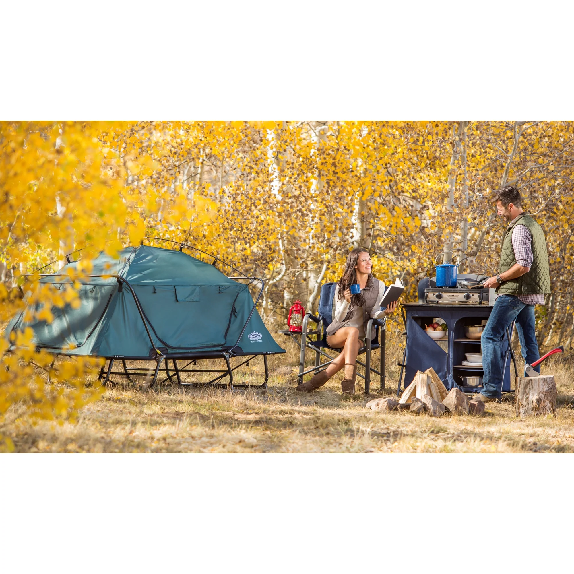 Kamp-Rite Double Quick Setup 2 Person Elevated Cot, Lounge Chair, & Tent
