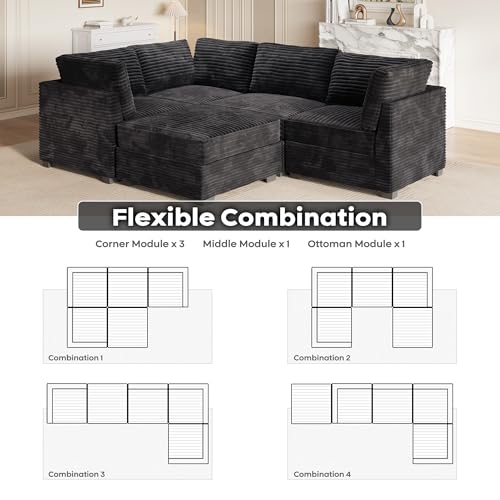 ovios 130.7" Modular Sectional Sofa Couch, U-Shaped Cloud Couches with 2 Ottomans Chaise