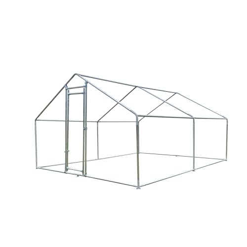 GOWE Large Chicken Coop Metal Chicken Run Walk-in Poultry Cage Spire-Shaped with Waterproof and Anti-Ultraviolet Cover for Backyard and Farm Outside