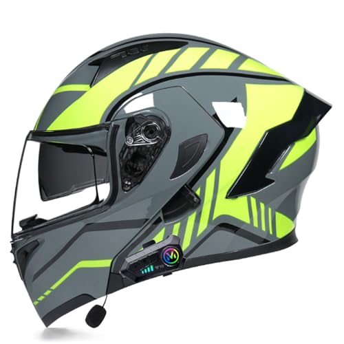 Adults Bluetooth Motorcycle Helmet Full Face Sun Visors Modular Helmets Flip up Motorbike Sport Offroad Mountain Lightweight Helmet for Men Women