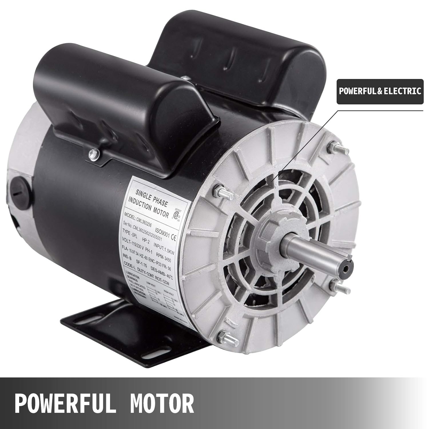 VEVOR Air Compressor Motor, 2Hp 3450RPM Electric Compressor Motor 115V 230V 56 Frame Single Phase Electric Motor for Air Compressor