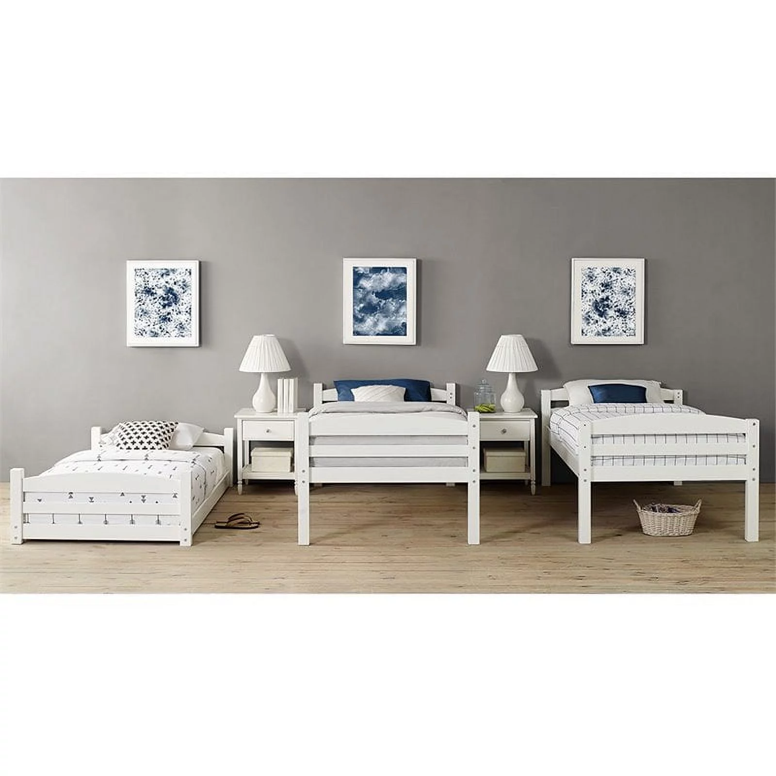 Dorel Living Sierra Traditional Wood Twin Triple Bunk Bed in White