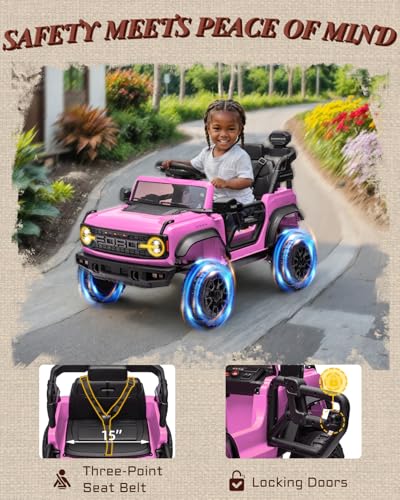 24V Ride on Toys for Big Kids, Licensed Ford Bronco Raptor 2 Seater Ride on Cars with Remote Control, Ride on Truck w/ 4-Wheeler Suspension, 3 Speeds