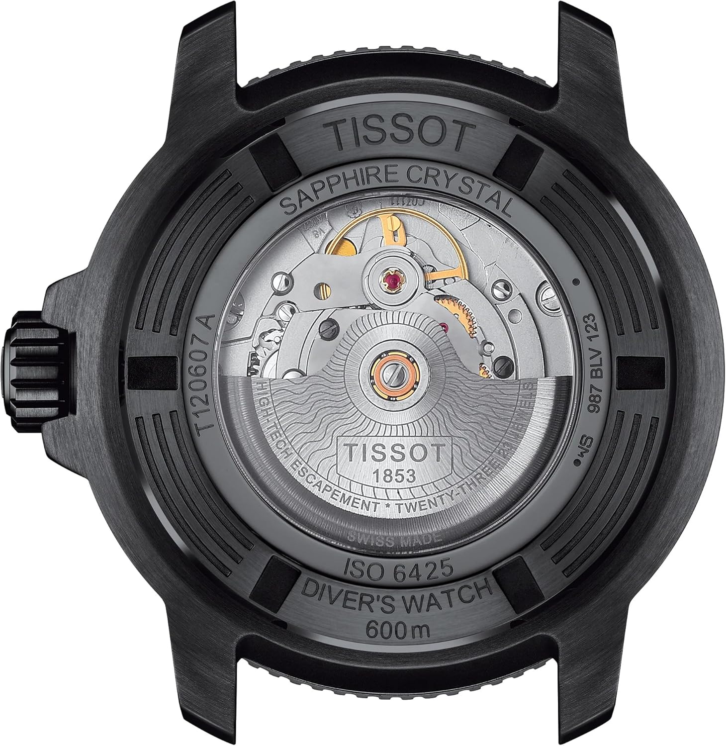 Tissot Mens Seastar 2000 Professional Powermatic 80 316L Stainless Steel case with Black PVD Coating Automatic Watch, Blue/Black, Rubber