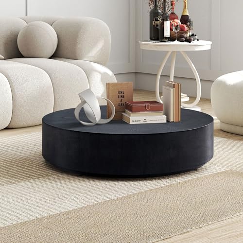 JUSTONE 15.75 ''Round Coffee Table, Accent End Table for Living Room Office Apartment, Modern Minimalist Side Table with Faux Marble Pattern