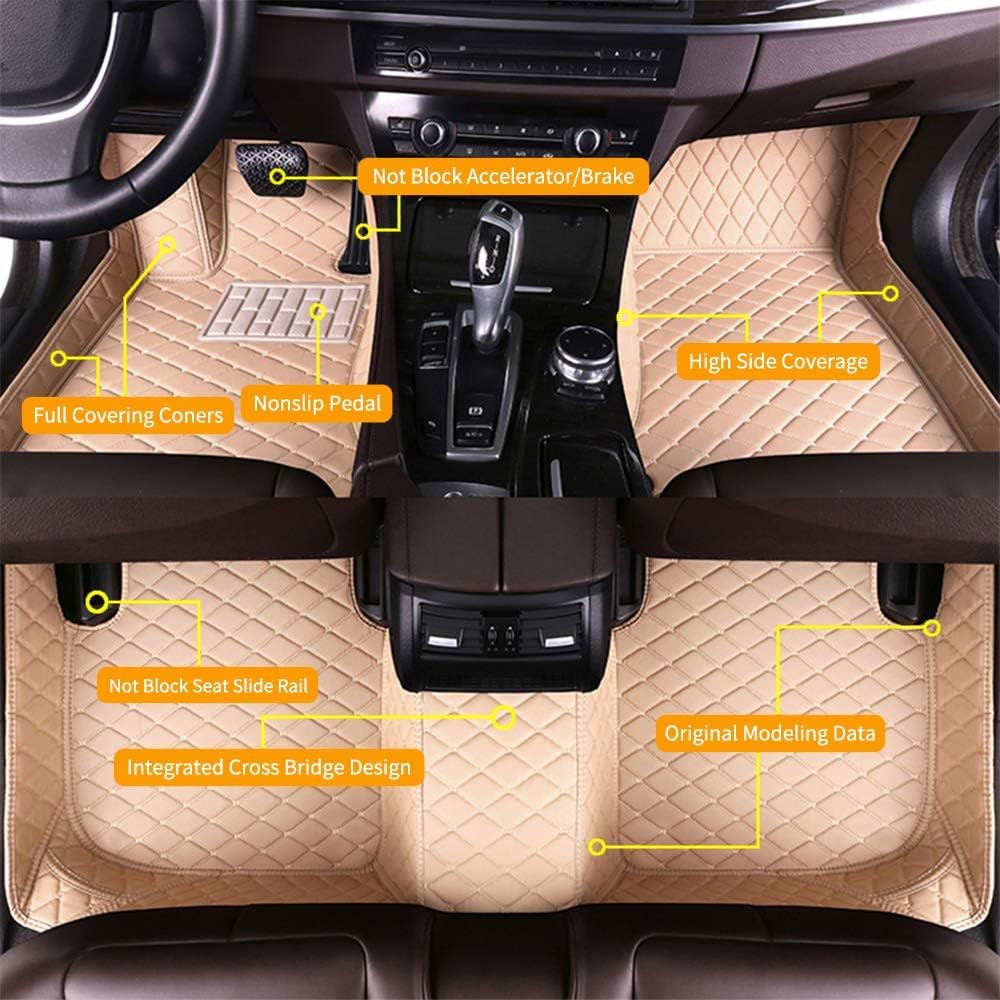 Custom Car Floor Mats for Lexus RX270 RX350 RX330 2007-2015 Waterproof Anti-Skid Luxury Leather Full Coverage Liner Front ＆ Rear Mat/Set Beige