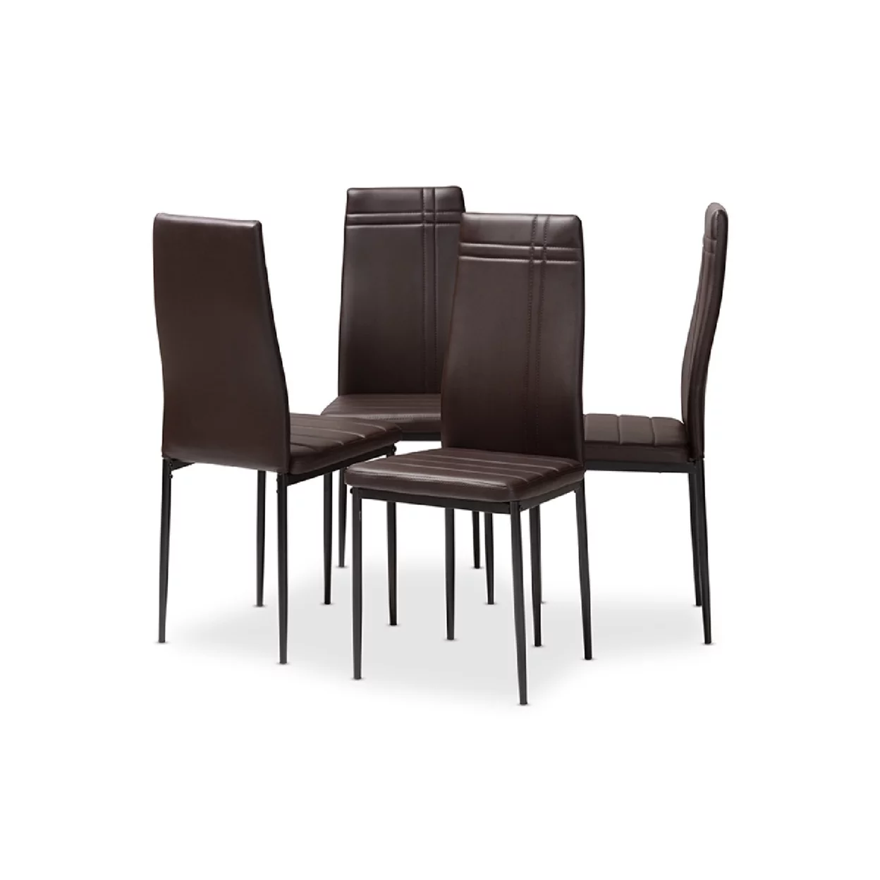 Baxton Studio Matiese Modern and Contemporary Brown Faux Leather Upholstered Dining Chair (Set of 4)