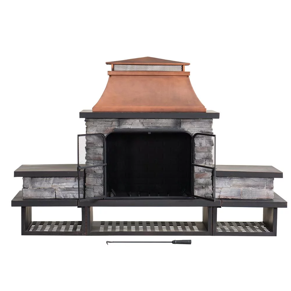 Sunjoy Bel Aire Wood Burning Outdoor Fireplace - Curated Treasures Market